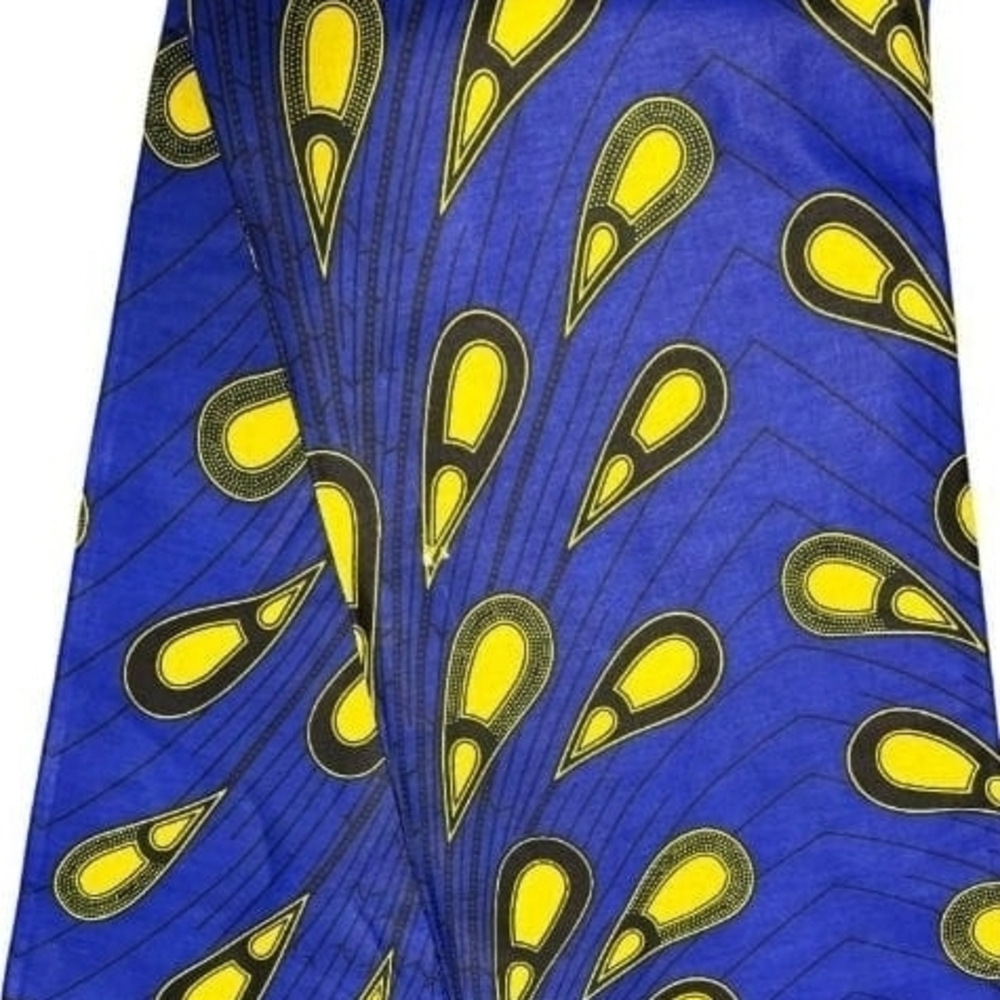 Blue and Yellow Teardrop Print Fabric